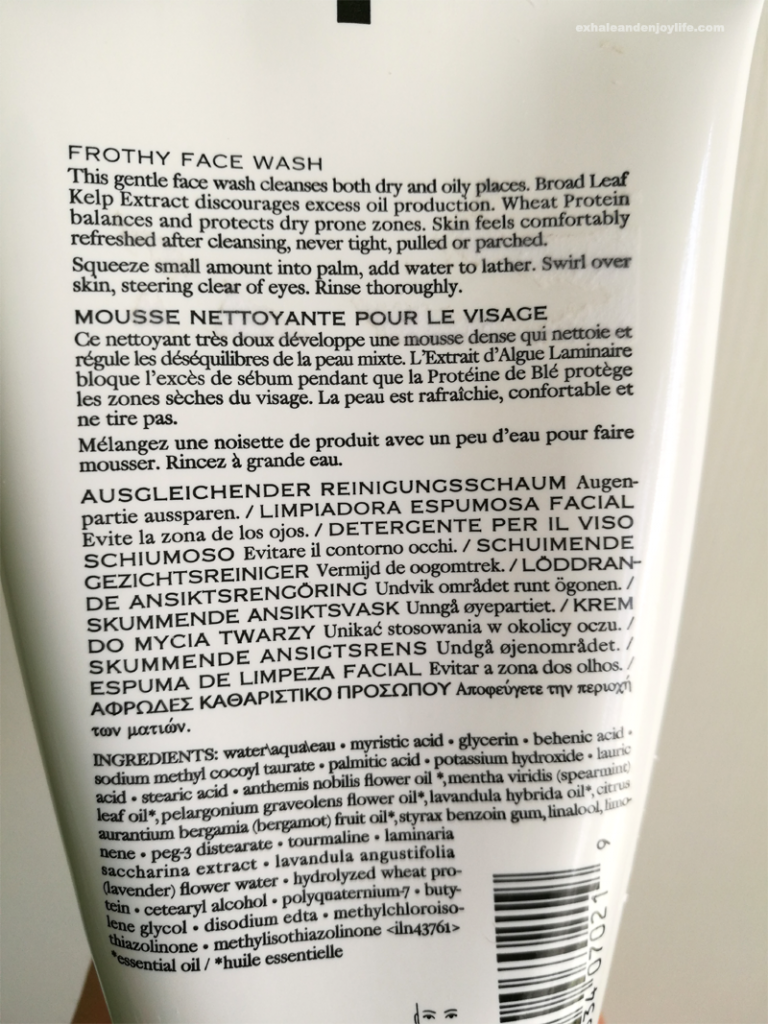Frothy Face Wash Ingredients